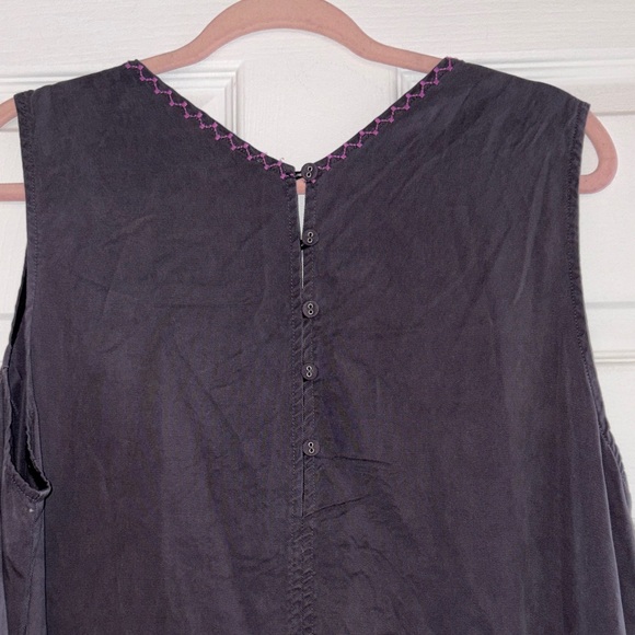 Johnny Was Charcoal Floral Embroidered Midi Dress - Picture 6 of 7